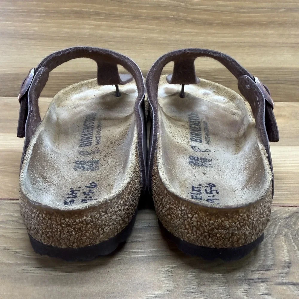 Birkenstock Gizeh Sandals Womens 7 W EU 38 Brown Birko Thong Travel Vacation
